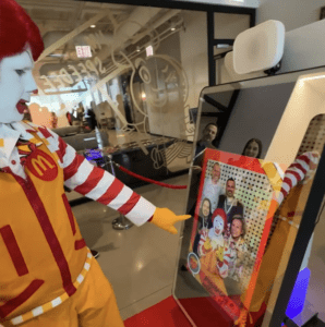 Ronald McDonald enjoying photobooth