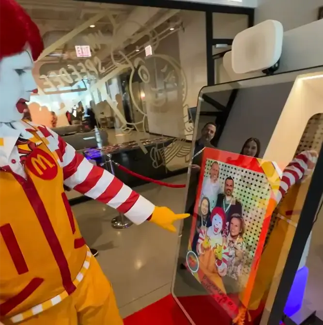 ronald mcdonald pointing at supreme magic mirror