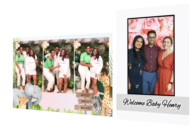 samples of custom templates made my Mirror Booth Co.